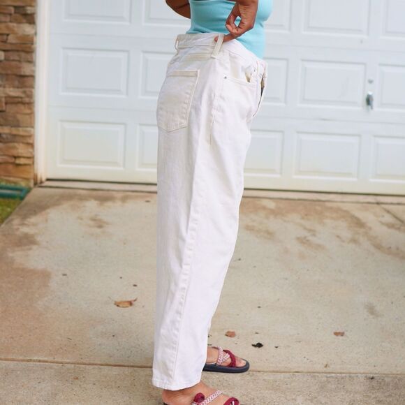 A New Day High-Rise Seamed Crop Jeans Cream 16/33R Straight Leg Neutral Denim - Picture 2 of 14